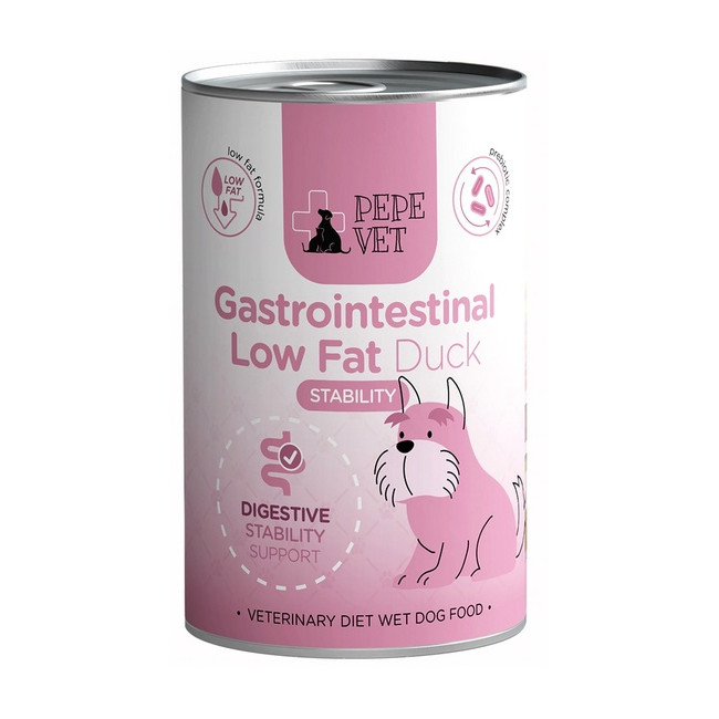 Paka Zwierzaka PEPE VET Gastrointestinal Low Fat Duck puszka 400g