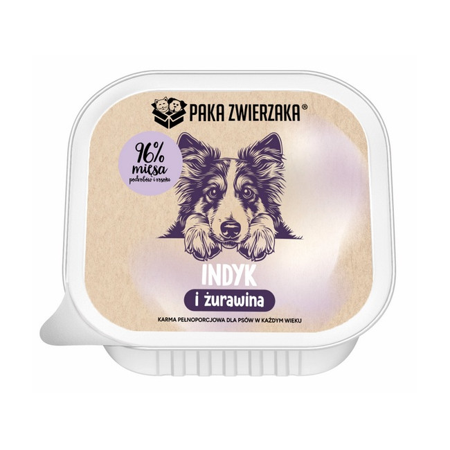 Paka Zwierzaka Indyk i żurawina tacka 150g