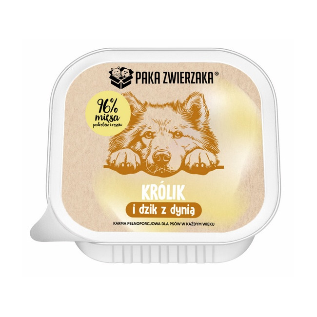 Paka Zwierzaka Królik i dzik z dynią tacka 150g