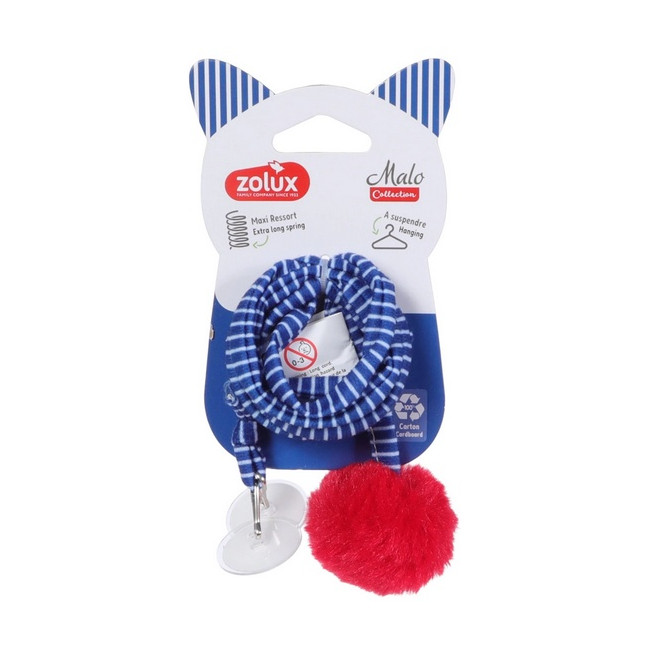 Zolux Zabawka zawieszana dla kota Pompon ze sprężyną Malo 80cm niebieski