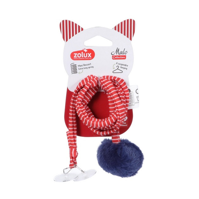 Zolux Zabawka zawieszana dla kota Pompon ze sprężyną Malo 80cm czerwony