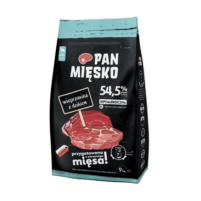 Pan Mięsko Karma sucha dla psa - wieprzowina i dzik chrupki XL 9kg
