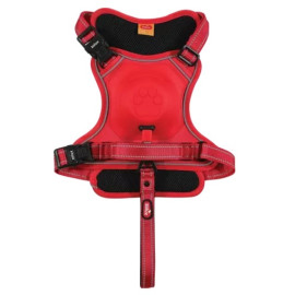 Zolux Szelki ze smyczą automatyczną Easyride L czerwone