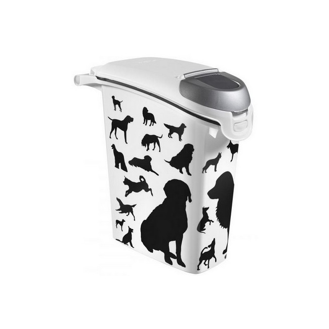 Curver Pet Life Pojemnik na psią karmę - białoczarny z psami 10kg