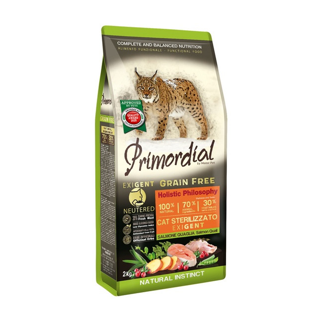 Primordial Cat Grain Free Neutered Exigent Salmon & Quail 2kg