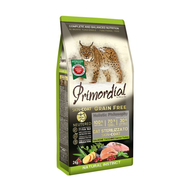 Primordial Cat Grain Free Neutered Skin Coat Salmon & Turkey 2kg
