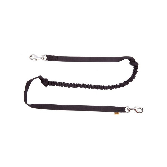 Dingo Smycz do biegania - taśma z amortyzatorem 170cm z karabińczykami czarna