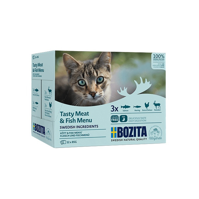 Bozita Cat Multibox z mięsem i rybą w sosie saszetki 12x85g