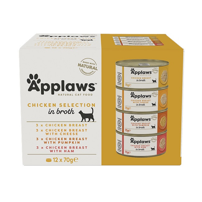 Applaws puszki dla kota Multipack Chicken 12x70g